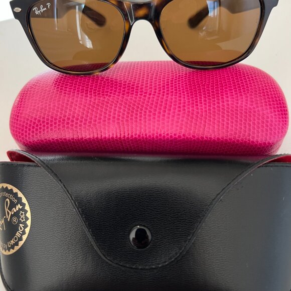 RAY-BAN "New Wayfarer" Classic Polarized Sunglasses - Size 55-18 - Brown - EUC - Picture 6 of 12